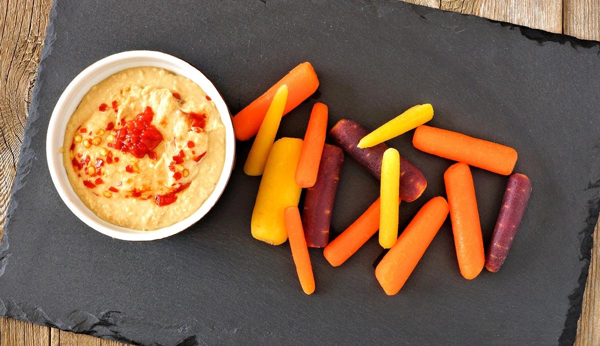 plate of vegetables with dip