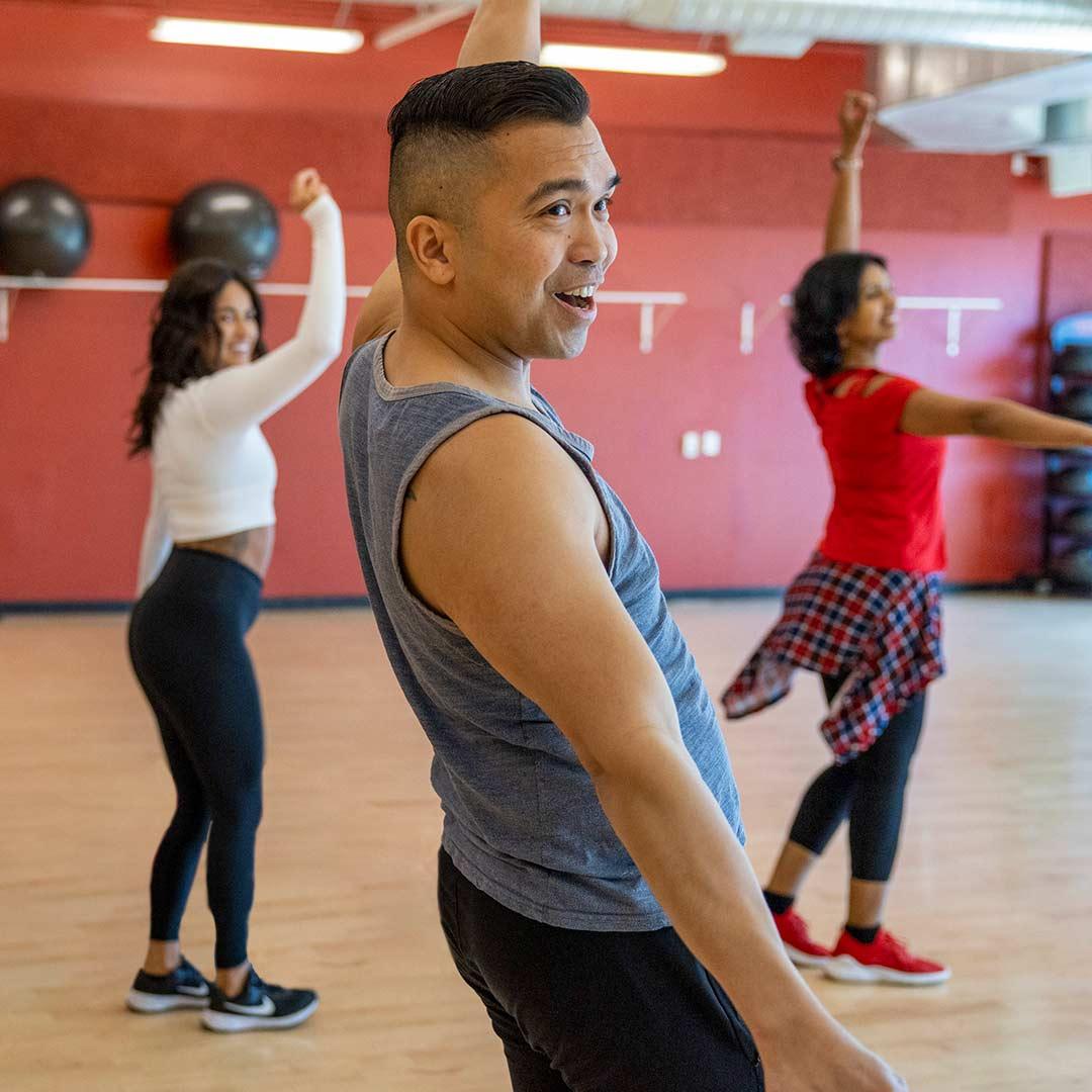 A group of people in a dance class